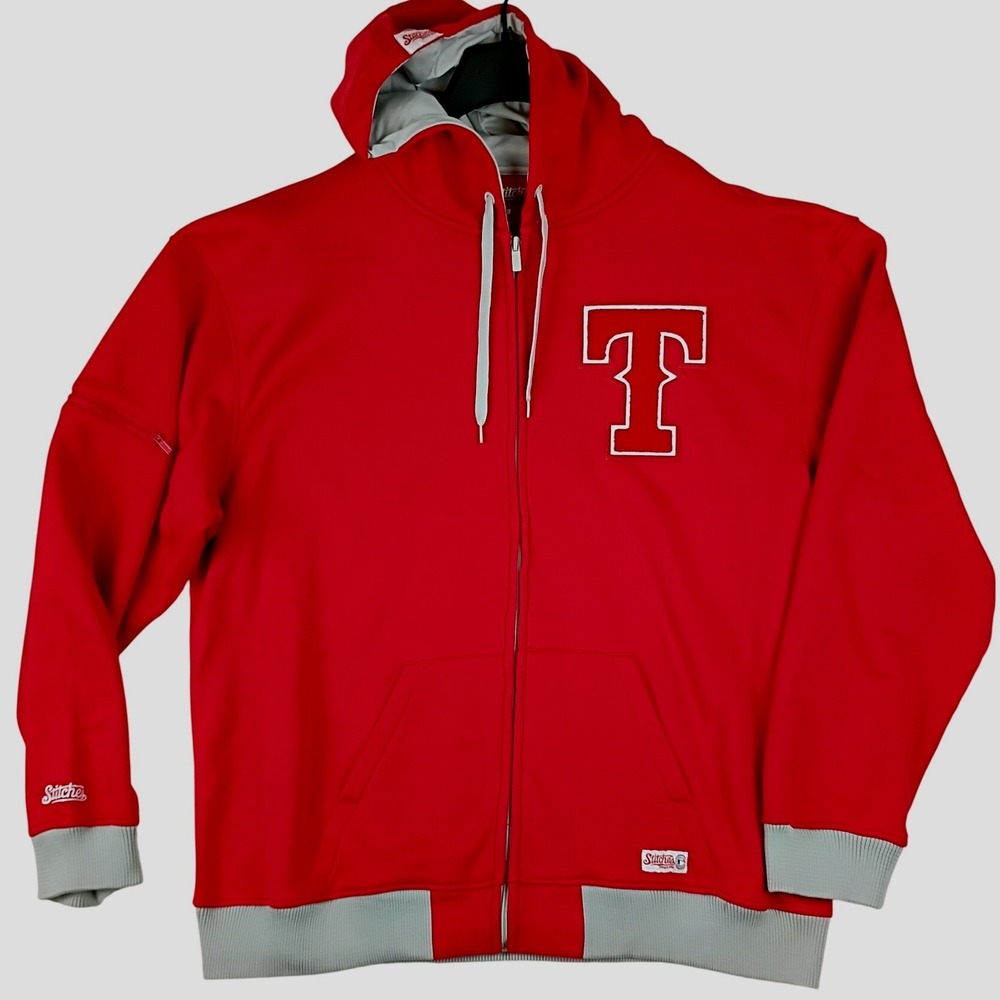 Stitches Texas Rangers Full Zip Hoodie Mens XL Red MLB Baseball Sweatshirt
